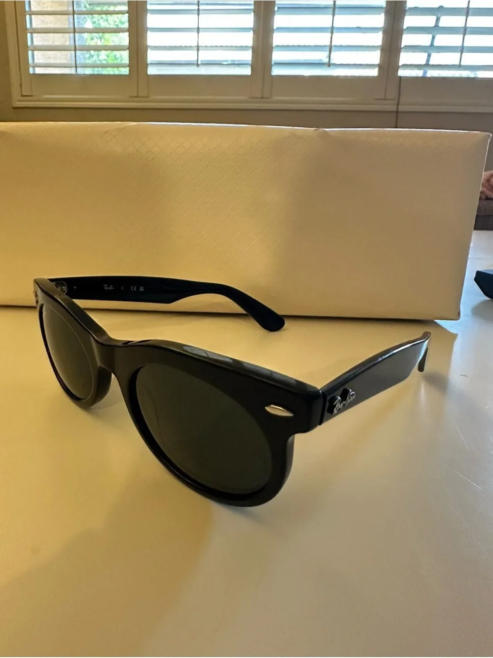 Ray-Ban Oval Wayfarer Black Frames with Green Lenses Sunglasses with a case